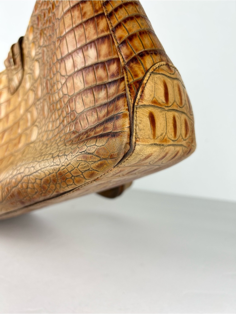 Brahmin Isabelle Vintage Toasted Almond Croco Embossed Leather Shoulder Bag - Picture 9 of 16